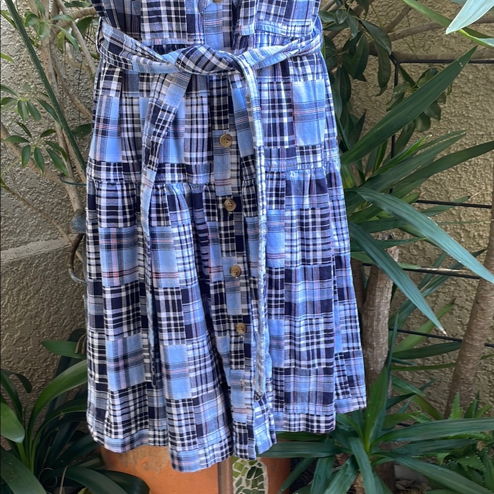 Vintage Multicolored Plaid Tommy Hilfiger Cotton Sleeveless Dress - Picture 4 of 11